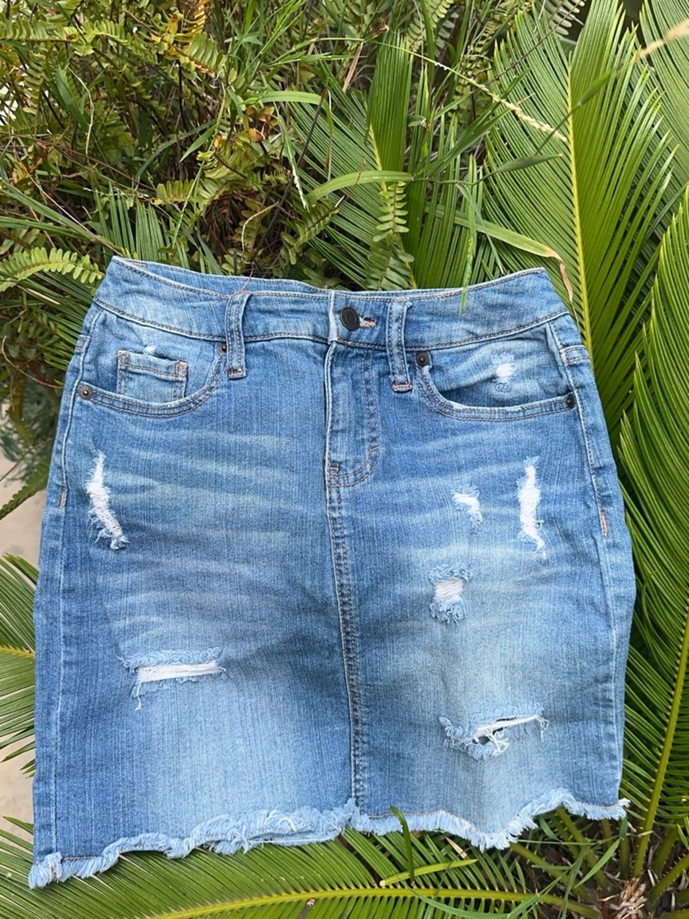 Mossimo Supply Co. Light Blue Distressed Denim Skirt